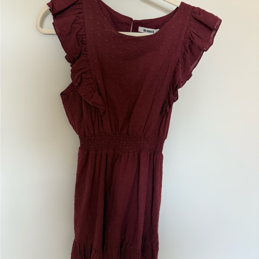 BB Dakota Red Ruffled Smocked Sundress